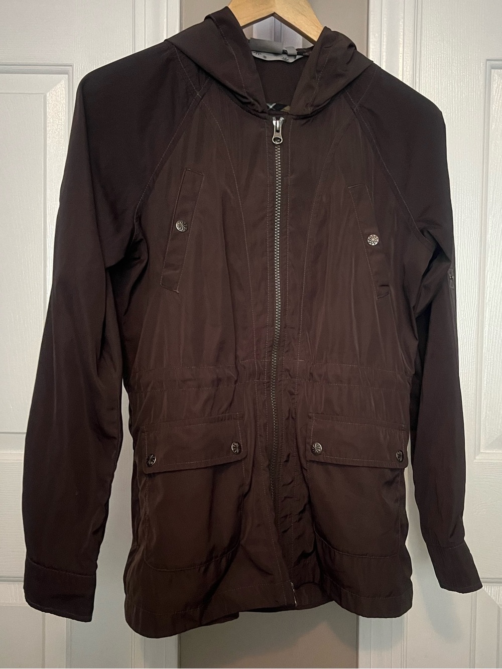 Athleta Women's Hooded Field Jacket  Windbreaker in Olive Green